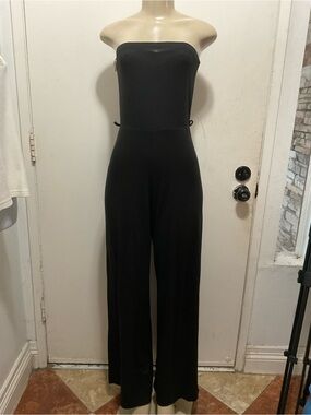 Wet Seal women’s Black Strapless Wide-Leg Jumpsuit